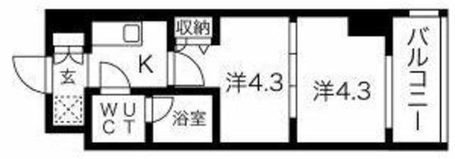 スパシエ蒲田グランドタワー(2K/12階)の間取り写真