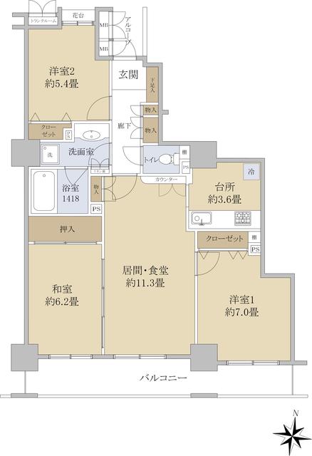 びゅうサイトタワー(3LDK/8階)の間取り写真