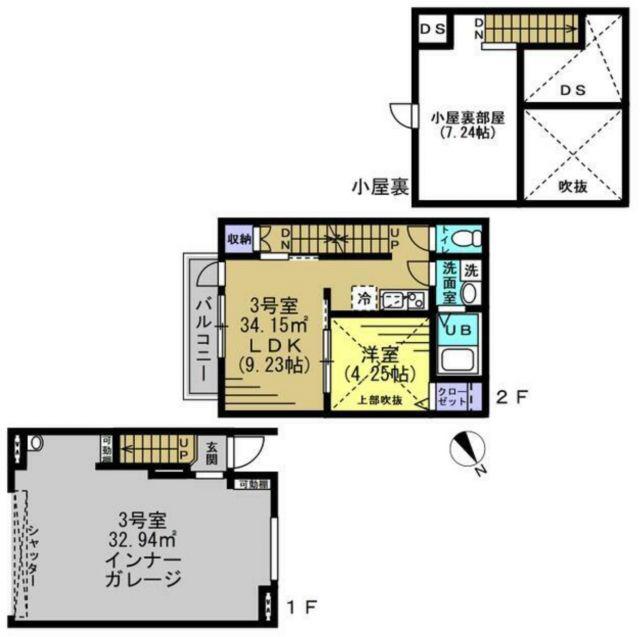 グランデュールD(1LDK/1階)の間取り写真