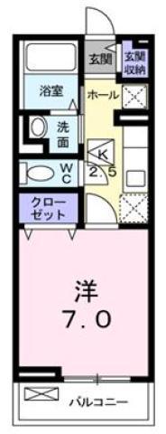 キルシュ ブラウ(1K/1階)の間取り写真