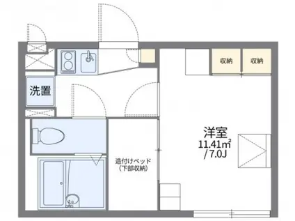 レオパレスNKサウスキャッスル(1K/1階)の間取り写真
