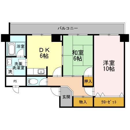 グレイスハイツ今浦(2DK/7階)の間取り写真