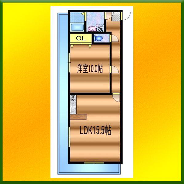 メゾン柿の木(1LDK/2階)の間取り写真