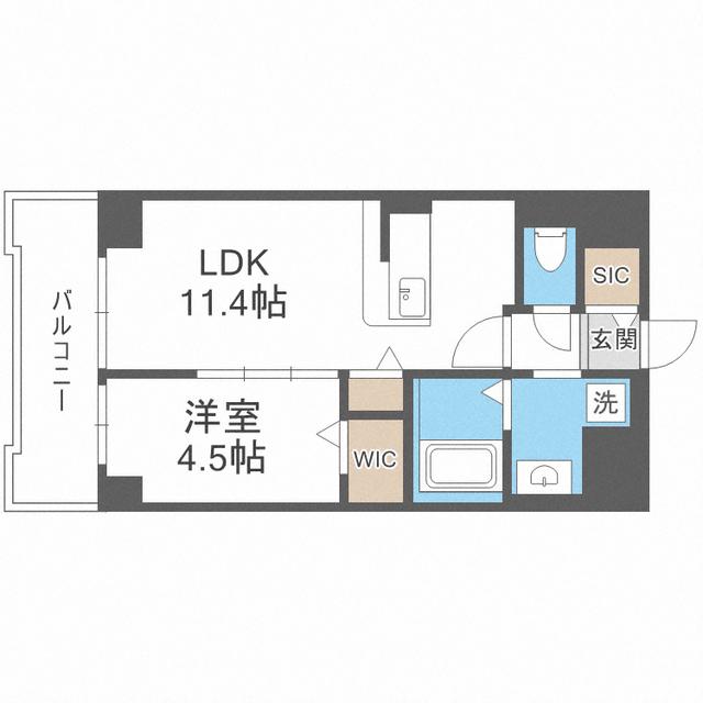 ドゥ バーグ 渡辺通(1LDK/5階)の間取り写真