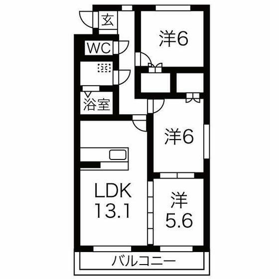 シーベルズ(3LDK/2階)の間取り写真