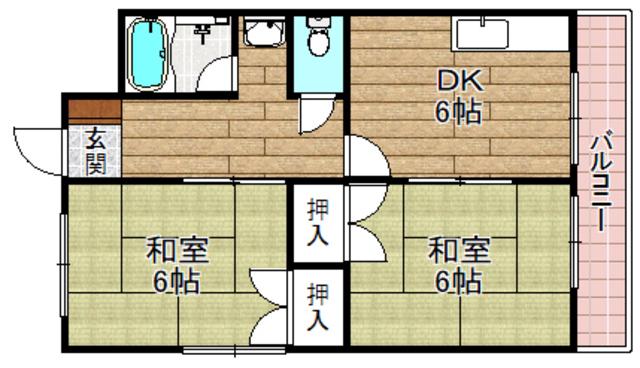 高谷ハイツ(2DK/2階)の間取り写真
