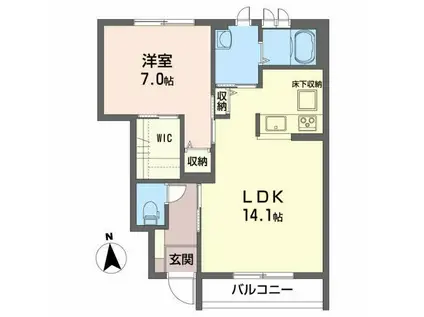 シャーメゾン津志田(1LDK/1階)の間取り写真