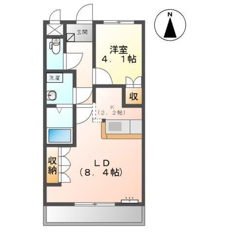 ヒールコート沢田(1LDK/2階)の間取り写真