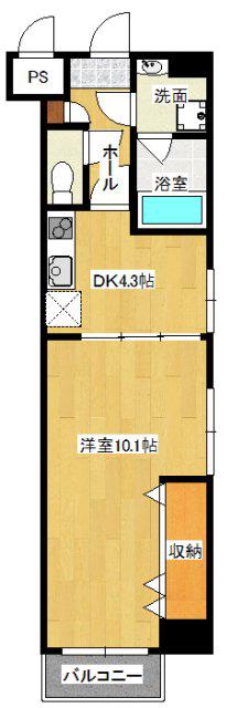 グラシア 幟町(1DK/2階)の間取り写真