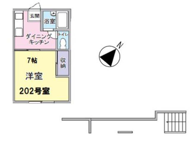 サンハイツコーノ(1K/2階)の間取り写真