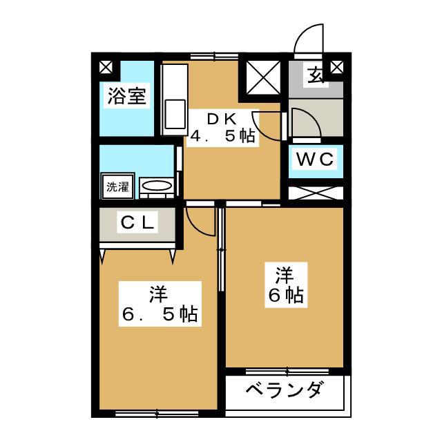 フォーリアス(2DK/1階)の間取り写真