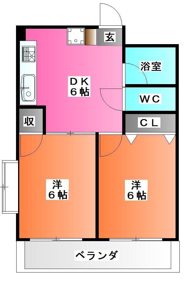 ローヤルマンション(2DK/5階)の間取り写真