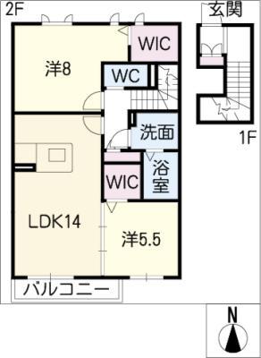 アトリエール(2LDK/2階)の間取り写真