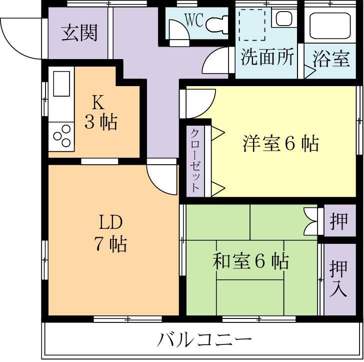 シャルマンハイムC(2LDK/2階)の間取り写真