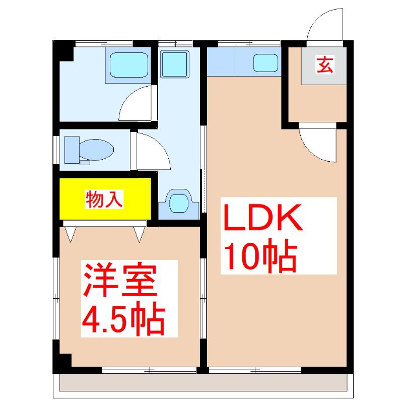 重富ビル(1LDK/3階)の間取り写真