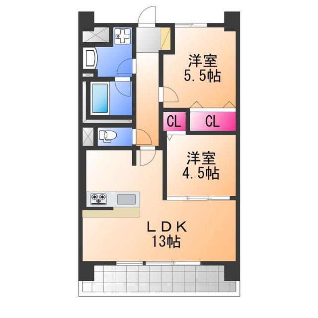アトリエール堺寺地町(2LDK/3階)の間取り写真