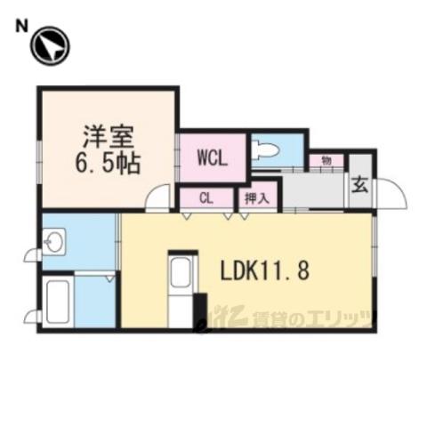 シャトーサイド(1LDK/1階)の間取り写真