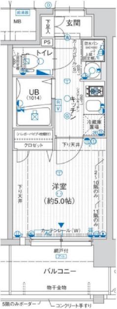 エスリード南堀江リバーサイド(1K/2階)の間取り写真
