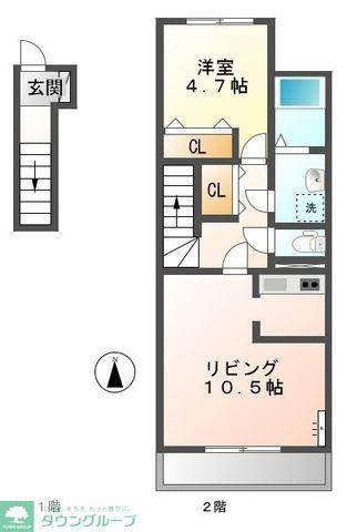 SWEET GRASS(1LDK/2階)の間取り写真