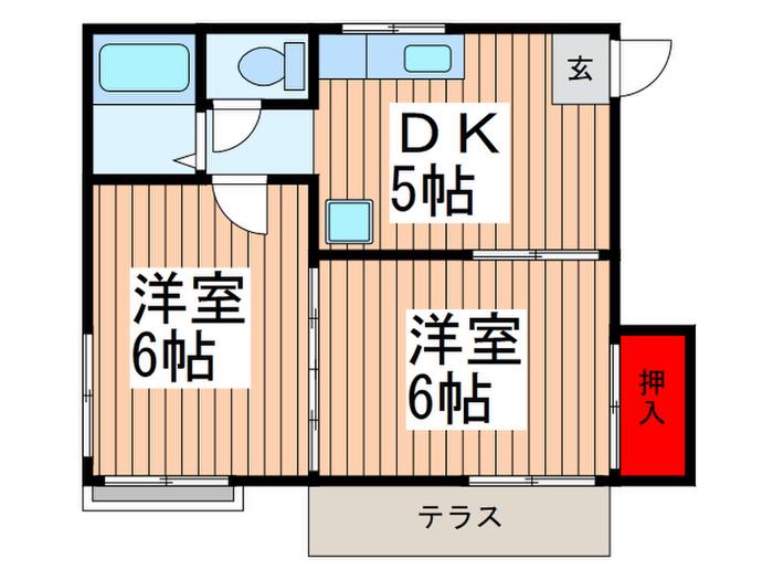 ファミーユ上本郷(2DK/1階)の間取り写真