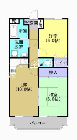 シャルムE棟(2LDK/3階)の間取り写真