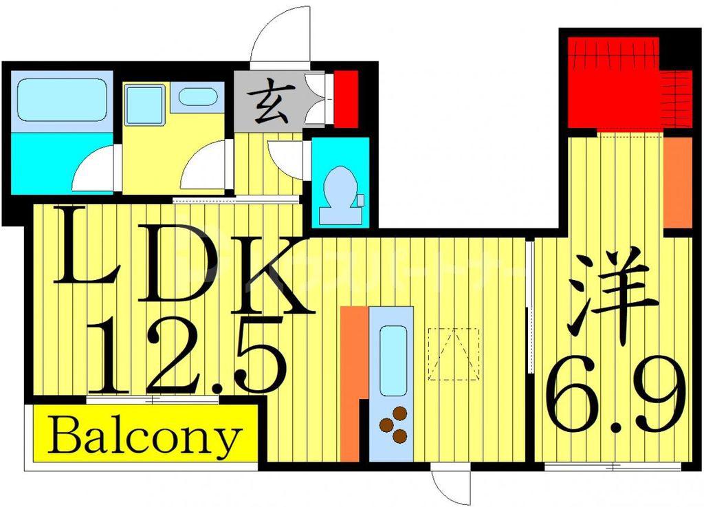 都電荒川線 荒川二丁目駅 徒歩4分 3階建 築5年(1LDK/1階)の間取り写真