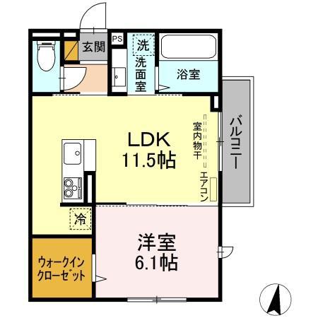 FOREST A(1LDK/2階)の間取り写真