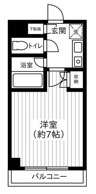 ラフィネ多摩平(1K/1階)の間取り写真