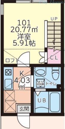 オレンジポピー(1K/1階)の間取り写真