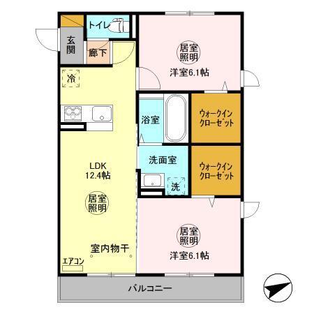 レフィナード(2LDK/2階)の間取り写真