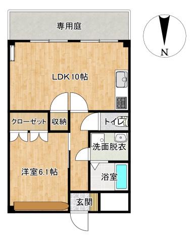グランバレー天神(1LDK/2階)の間取り写真