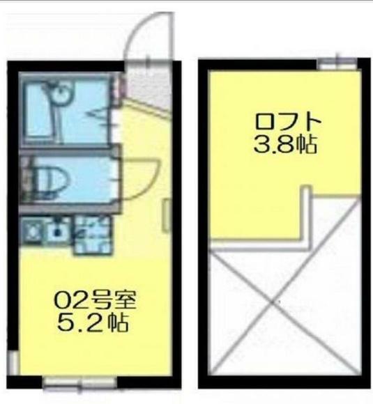 ドリームハウス(ワンルーム/2階)の間取り写真