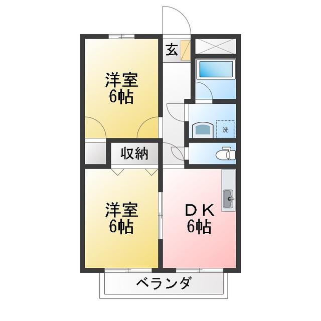 SURPLUSモンパルナス(2DK/2階)の間取り写真