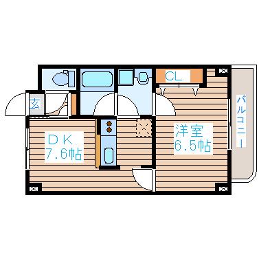 WISH BONE HILLS(1DK/4階)の間取り写真