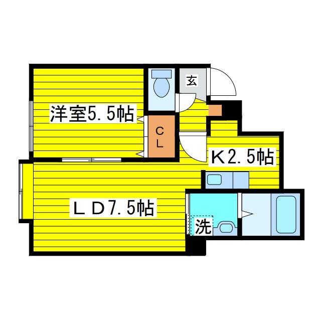 ガーデンズ・リビオ(1LDK/2階)の間取り写真