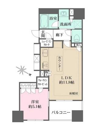 BELISTA人形町(1LDK/7階)の間取り写真