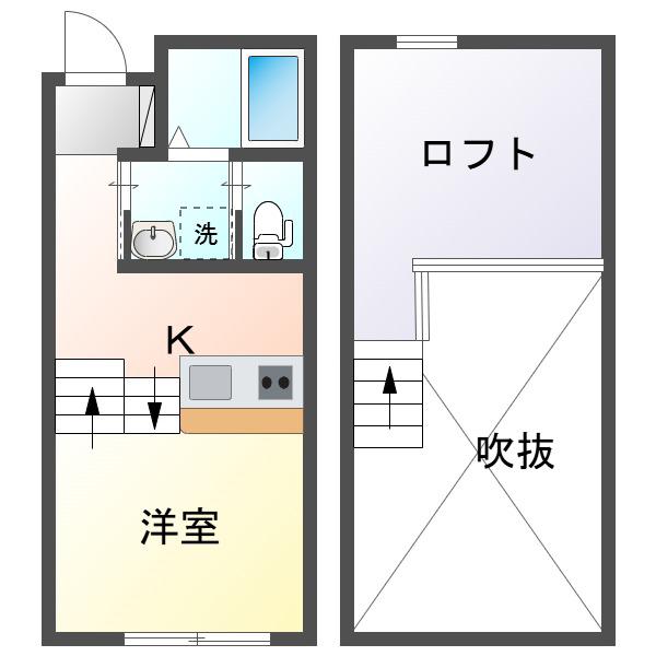 ラ・フィーネKUYAMA A棟(1SK/2階)の間取り写真