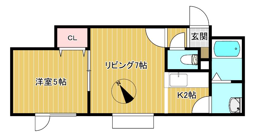ラパス月寒(1LDK/2階)の間取り写真