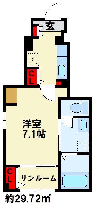 グリーンコート(1K/1階)の間取り写真
