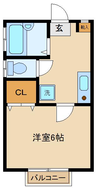 アヴェニール(1K/1階)の間取り写真