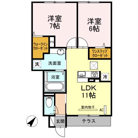 ＪＲ南武線 武蔵新城駅 徒歩30分 2階建 築10年(2LDK/1階)の間取り写真
