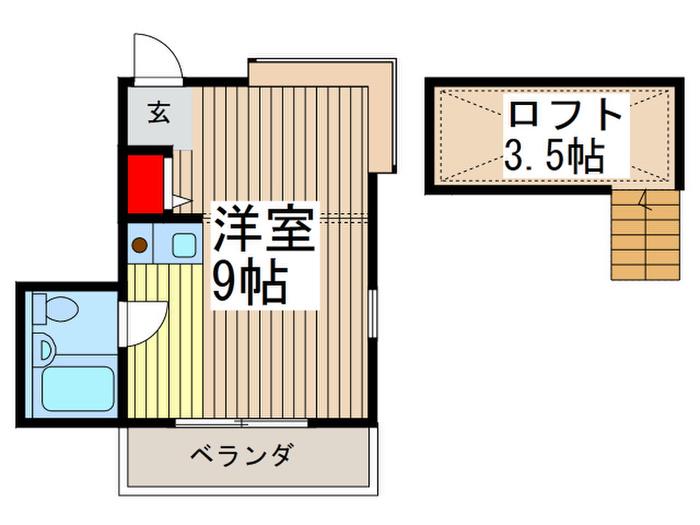 エーデルワイス(ワンルーム/2階)の間取り写真