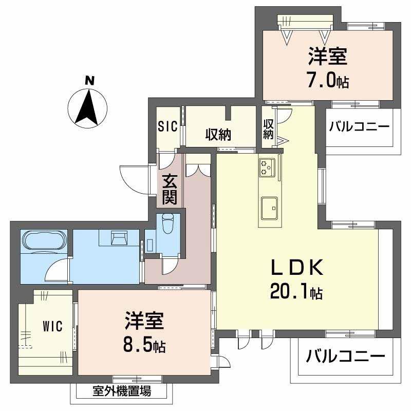 SOIRE 白壁(2LDK/2階)の間取り写真