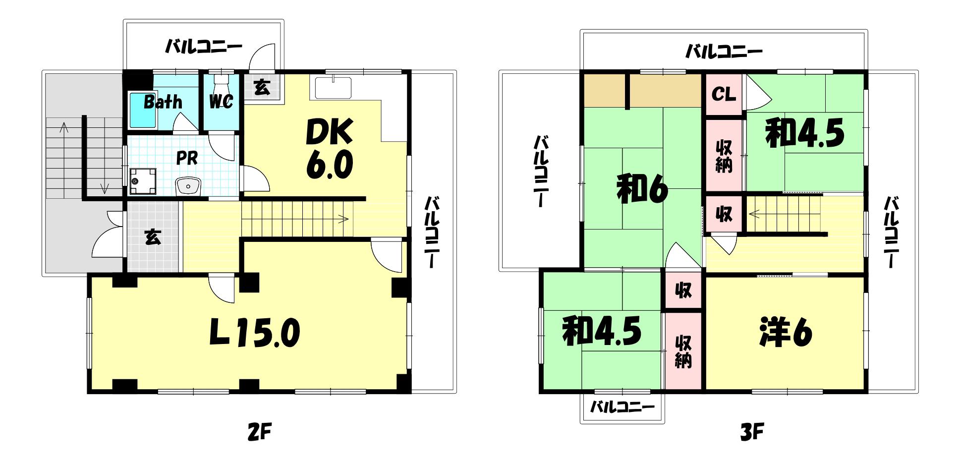 ERC萩乃町ビル(4LDK/2階)の間取り写真