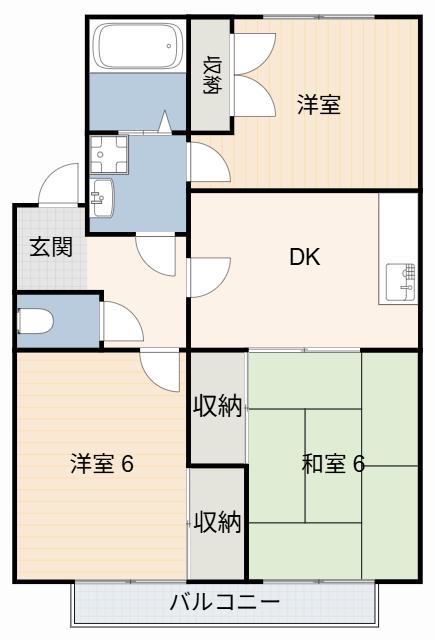 フラットサプレス市川 A(3DK/2階)の間取り写真