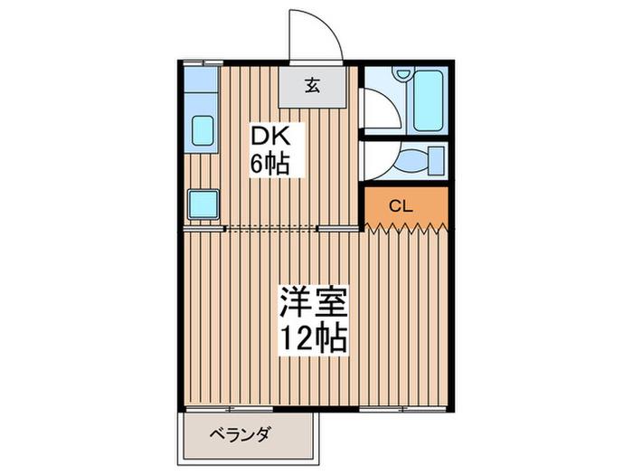 第2むさし野ハイツ(1DK/2階)の間取り写真