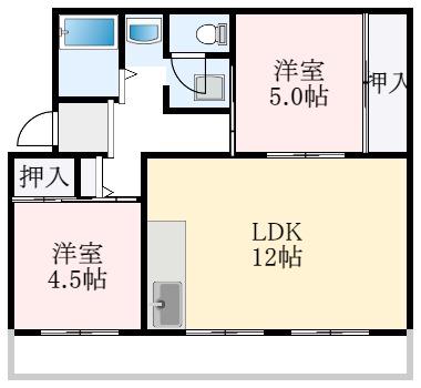 ヴィラナリー狭山10号棟(2LDK/3階)の間取り写真