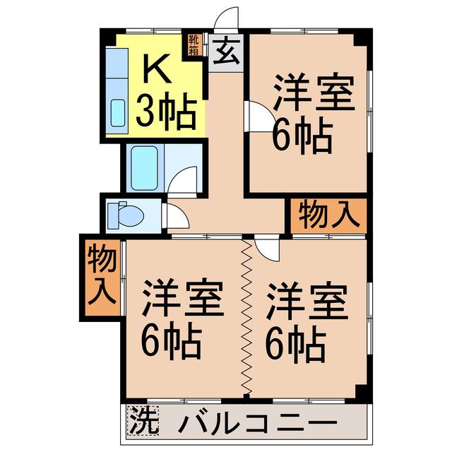 ルミエール(3K/2階)の間取り写真