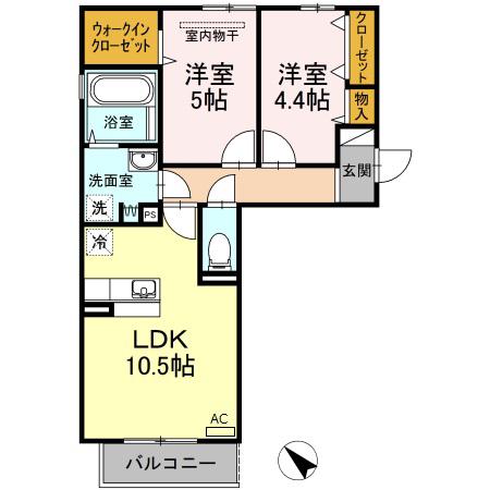 ゴールドウイングB棟(2LDK/3階)の間取り写真
