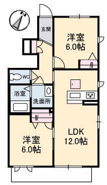 シャーメゾンジュアール S棟(2LDK/1階)の間取り写真